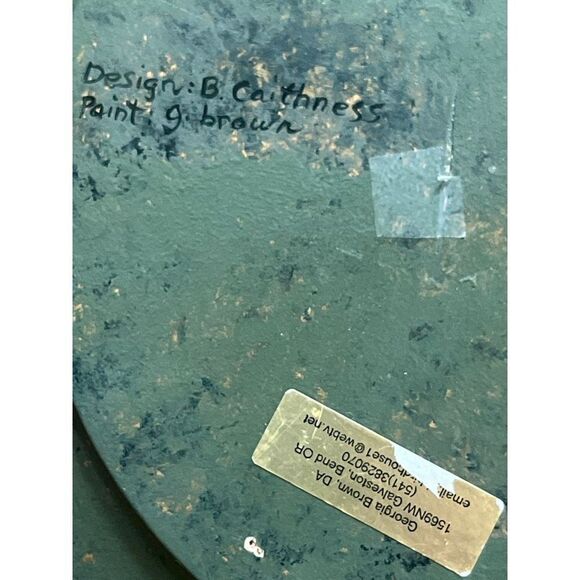 Vintage Georgia Brown Hand Painted Wood Sundial Lazy Susan Hanging Plate Decor - Picture 3 of 4